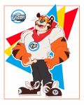  2020 anthro blue_nose border felid frosted_flakes fur hi_res jaygo kellogg&#039;s male mammal mascot muscular muscular_anthro pantherine simple_background solo stripes tiger tony_the_tiger white_border 