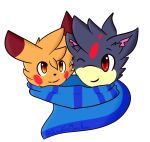  anthro duo gift hi_res male nintendo one_eye_closed pikachu pok&eacute;mon pok&eacute;mon_(species) quentinmimikyu quilava scarf video_games wink xael_the_artist 