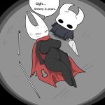  1:1 anthro arthropod breasts broken_weapon defeated duo eyes_closed featureless_breasts female hi_res hollow_knight hornet_(hollow_knight) insect lance male male/female navel nude protagonist_(hollow_knight) size_difference smaller_male team_cherry tonytoran video_games 