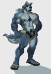  2020 abs anthro biceps bottomwear canid canine canis clothing eyewear facial_hair fur hi_res male mammal muscular muscular_anthro muscular_male nipple_piercing nipples pecs piercing rollingstoneeeeee shorts simple_background solo sunglasses wolf 