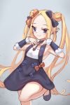  1girl abigail_williams_(fate/grand_order) bangs bare_shoulders black_bow black_dress blonde_hair blue_eyes blush bow breasts closed_mouth cosplay detached_sleeves double_bun dress fate/grand_order fate_(series) forehead hair_bow hands_on_own_chest highres long_hair looking_at_viewer miya_(miyaruta) multiple_bows orange_bow parted_bangs sidelocks small_breasts twintails yang_guifei_(fate/grand_order) yang_guifei_(fate/grand_order)_(cosplay) 