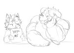  2020 anthro bodily_fluids canid canine clothing dragon duo english_text hand_on_face hi_res holding_object horn looking_at_another male mammal mark_(marvolk) marvolk monochrome nark_(marvolk) shirt sign sketch sweat text topwear 
