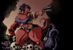  absurd_res big_breasts bone bottomwear breasts cleavage clothed clothing crossgender demon demon_humanoid female fire gun hellboy_(character) hellboy_(series) hi_res holding_gun holding_object holding_weapon humanoid jaeh melee_weapon mtf_crossgender ranged_weapon shorts skull sword thick_thighs weapon 