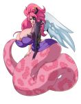  absurd_res apode big_breasts big_butt breasts butt cleavage clothed clothing draconcopode female hi_res huge_breasts huge_butt humanoid lamia reptile scalie serpentine snake solo spiralingstaircase split_form teasing winged_humanoid wings 