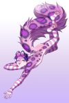  absurd_res anthro armwear big_tail clothing crossed_legs felid fluffy fluffy_tail genitals hair hi_res hindpaw legwear looking_at_viewer lying male mammal on_front pantherine pawpads paws penis purple_hair rokito snow_leopard solo spots thigh_highs 