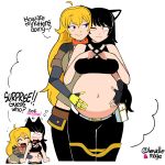  1:1 2d_animation animal_humanoid animated belly belly_rub big_belly black_hair blake_belladonna blonde_hair blush breasts cat_humanoid dr--worm felid felid_humanoid feline feline_humanoid female female/female hair human human_on_humanoid humanoid interspecies loop mammal mammal_humanoid pregnant rwby short_playtime speech_bubble text yang_xiao_long 