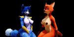  2:1 3d_(artwork) anthro canid canine clothed clothed/nude clothing crossgender digital_media_(artwork) disney duo female female/female fox krystal mammal mmd nick_wilde nintendo nude red_fox star_fox video_games zootopia 