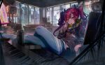  building city couch drink food long_hair original red_hair twintails yu_ni_t 