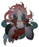  1girl angry baiken breasts cleavage clenched_teeth eyepatch guilty_gear highres japanese_clothes kimono pink_hair red_eyes teeth yohane_shimizu 