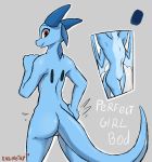  2020 anthro blue_body butt cutaway dragon enginetrap english_text female genitals grey_background horn looking_at_viewer looking_back looking_back_at_viewer membrane_(anatomy) membranous_wings nude pussy scalie signature simple_background smile solo syl_(enginetrap) text western_dragon wings 