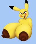  anthro areola big_breasts breasts female fur hi_res huge_breasts lips makeup nightmare-arts nintendo nipples pikachu pok&eacute;mon pok&eacute;mon_(species) smile solo thick_bottom_lip video_games yellow_body yellow_fur 