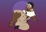  absurd_res anthro big_breasts breasts cleavage clothed clothing female hi_res hyaenid mammal nastypasty solo thick_thighs tongue tongue_out 