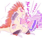  2020 anthro belly blush brown_body brown_fur clothed clothing duo eulipotyphlan female fur hedgehog hug human japanese_text majiro_the_hedgehog male mammal princess_syalis simple_background sleepy_princess_in_the_demon_castle slightly_chubby text tukino white_background 