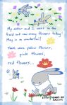  arthropod blue_border border butterfly comic disney english_text feral feralized flower fur hi_res insect judy_hopps lagomorph lepidopteran leporid mammal plant qalcove rabbit signature sitting text zootopia 