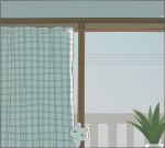  ayu_(mog) blush bunny curtains indoors looking_at_viewer no_humans original plant potted_plant solo 