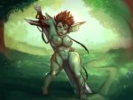  1girl abs arm_up barefoot black_hair breasts cleavage clitoris commentary completely_nude english_commentary fang female_goblin full_body full_body_tattoo goblin green_skin hand_on_hip highres huge_weapon large_breasts lips long_pointy_ears nipples nude original planted_sword planted_weapon pointy_ears pussy red_eyes short_hair short_stack solo spiked_hair starved sword sword_behind_back tattoo thick_thighs thighs tribal_tattoo uncensored weapon 
