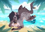  absurd_res alternate_species anthro ass_up beach big_breasts breasts ear_piercing ear_ring female fish hi_res marine nastypasty non-mammal_breasts piercing purple_eyes seaside shark solo tia_(nastypasty) water 