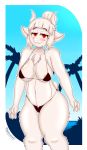  absurd_res anthro beach bikini bovid caprine clothing female goat goat_lucifer_(helltaker) helltaker hi_res highoncoffee lucifer_(helltaker) mammal seaside solo swimwear 