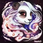  1:1 2020 black_body black_fur black_nose digital_media_(artwork) eyebrows eyelashes female fur giant_panda headshot_portrait mammal portrait red_eyes shalinka smile ursid 