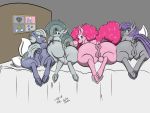  2018 anus ass_to_ass bed cupcake earth_pony equid equine female feral food friendship_is_magic fur furniture genitals grey_body grey_fur grey_hair group hair hasbro hi_res horse limestone_pie_(mlp) looking_back mammal marble_pie_(mlp) maud_pie_(mlp) my_little_pony pink_body pink_fur pink_hair pinkie_pie_(mlp) pony purple_hair pussy sailoranna take_your_pick teats underhoof 