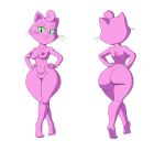  2020 anthro areola big_butt bojack_horseman breasts butt digital_media_(artwork) domestic_cat exposed_breasts felid feline felis female genitals green_sclera hands_on_hips head_tuft hi_res mammal navel netflix nipples nude princess_carolyn pussy simple_background smile solo tansau tuft whiskers white_background 