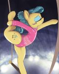  4:5 absurd_res cutie_mark equid equine female feral flexible friendship_is_magic hasbro hi_res mammal my_little_pony solo stretching t72b trapeze trapeze_star_(mlp) yellow_body 