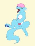  anonymous_artist anthro bodily_fluids can canid canine canis ejaculation fangs hi_res knot male mammal masturbation open_mouth pawpads solo sweat tongue tongue_out viny wolf 