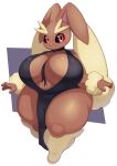  absurd_res anthro big_breasts blush breasts choker cleavage clothed clothing dress female hi_res huge_breasts jewelry lopunny necklace nintendo overweight overweight_anthro overweight_female pok&eacute;mon pok&eacute;mon_(species) pururing solo thick_thighs video_games 