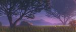  bush commentary_request evening gan-viking grass highres landscape mountainous_horizon no_humans original outdoors purple_sky scenery stone tree 