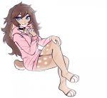  2020 4_toes 5_fingers anthro blue_eyes breasts brown_hair digital_media_(artwork) eyebrows eyelashes female fingers hair lagomorph leporid mammal nayeliefox rabbit smile solo toes 