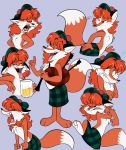  alcohol angry anthro bagpipes beer beverage bodily_fluids canid canine chest_tuft confused_look confusion cup drunk expression_sheet female fist fox hair happy hi_res kabula_(artist) kilt mammal musical_instrument nervous open_mouth paws red_fox relaxing scottish shy smile solo substance_intoxication sweat toony tuft wind_instrument woodwind_instrument yelling 