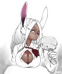  animal_humanoid big_breasts bodily_fluids breasts cleavage clothed clothing female hair hi_res humanoid kooni lagomorph lagomorph_humanoid leporid_humanoid mammal mammal_humanoid miruko my_hero_academia one_eye_closed rabbit_humanoid solo sweat white_hair 