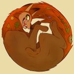  2020 articferns brown_body brown_fur canid canine canis cartoon_saloon fangs female feral freckles fur green_eyes hi_res leaf mammal mebh_og_mactire red_body red_fur simple_background solo wolf wolfwalkers 