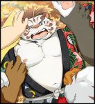  11768hoshi 2020 anthro asian_clothing belly blush clothing east_asian_clothing eyewear felid fundoshi fur glasses happi_(clothing) hi_res humanoid_hands japanese_clothing kemono licho_(tas) male mammal moobs nipples overweight overweight_male pantherine solo_focus tiger tokyo_afterschool_summoners underwear video_games white_body white_fur 