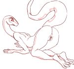  absurd_res albino_snake_girlfriend all_fours anthro anus female genitals glacierclear hi_res invalid_tag long_neck looking_back nude pussy python reptile scalie simple_background snake solo 