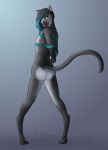 2.doe anthro arms_tied backsack balls bdsm bedroom_eyes blep blue_eyes blue_hair bondage bound butt_heart dyed-hair ear_piercing eyebrow_piercing facial_piercing felid feline genitals girly hair heart_marking hi_res highlights_(coloring) male mammal multiple_piercings narrowed_eyes piercing pose rear_view seductive simple_background smile solo standing tongue tongue_out tongue_piercing 