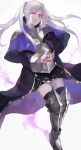  1girl aura boots braid bright_pupils capelet dark_aura fingernails fire_emblem fire_emblem_awakening french_braid gimkamres04 grima_(fire_emblem) highres long_fingernails long_sleeves nail_polish parted_lips red_eyes red_nails robin_(fire_emblem) robin_(fire_emblem)_(female) sharp_fingernails simple_background slit_pupils smile smirk solo symbol_commentary thigh_boots thighhighs twintails white_background 