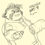  1:1 2020 anthro clothing eyewear felid glasses hi_res hoodie k_gutless kemono licho_(tas) male mammal overweight overweight_anthro overweight_male pantherine simple_background solo text tiger tokyo_afterschool_summoners topwear video_games 