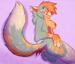  4_fingers anthro arm_tuft blue_body blue_fur blush breasts canid canine chest_tuft claws cure_(character) digital_media_(artwork) elbow_tufts female fingers fox fur hand_on_butt hi_res inner_ear_fluff looking_at_viewer mammal markings multicolored_body multicolored_fur nipples orange_body orange_fur orange_markings orange_skin pink_body pink_claws pink_fur pink_markings pink_nipples pink_nose presenting simple_background simple_nose smile solo tailtufts tuft watermark whisker_markings whisker_spots whiskers white_body white_fur white_markings 