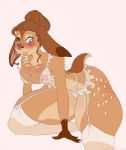  anthro blush breasts cervid chocolate_bunnie clothing female lingerie mammal rosa_(chocolate_bunnie) solo 