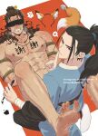  2boys ? abs all_wishes_come_true! anal_tail animal animal_ear_hairband animal_ears arm_wrap arms_behind_back bara barefoot bdsm bite_mark bite_mark_on_pectorals black_hair black_pants black_sash blindfold blue_hanfu blush body_writing bound bound_arms brown_eyes brown_hair butt_plug calligraphy_brush chinese_clothes chinese_text clenched_teeth closed_mouth completely_nude doodlefish english_commentary facial_hair fake_animal_ears fake_tail fangs feet finger_to_mouth fox fox_ears fox_tail gag gagged hair_bun hair_ornament hairband hanfu heart high_ponytail highres holding holding_brush holding_calligraphy_brush holding_paintbrush implied_sex improvised_gag index_finger_raised jewelry kneeling large_pectorals leaf_hair_ornament long_hair looking_at_viewer lv_dongbin_(all_wishes_come_true!) lying male_focus multiple_boys muscular muscular_male mustache_stubble navel necklace nipples nude on_back paintbrush pants pectorals ponytail red_sash rope sash sex_toy shushing sidelocks single_hair_bun smile soles spoken_heart spoken_question_mark spread_legs stubble sweat tail tan teeth toes twitter_username watermark wavy_hair yaoi zhongli_quan_(all_wishes_come_true!) 