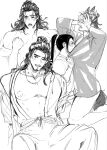 2boys all_wishes_come_true! anal animal_ears bare_pectorals between_pectorals bite_mark bite_mark_on_pectorals blank_censor blush bottomless censored chinese_clothes clothes_grab coat collarbone covering_own_eyes danasauurr english_commentary face_to_pecs facial_hair fellatio fox_boy fox_ears fox_tail greyscale hair_bun half_updo hands_on_own_face hanfu hickey high_ponytail highres implied_sex jewelry kemonomimi_mode kneeling large_pectorals licking licking_penis long_hair long_sleeves looking_at_another looking_at_viewer lv_dongbin_(all_wishes_come_true!) male_focus monochrome multiple_boys multiple_views muscular muscular_male mustache_stubble necklace nipples off_shoulder open_clothes open_coat open_mouth open_robe oral parted_lips partially_undressed pecjob pectorals penis ponytail robe sash sex sidelocks simple_background single_hair_bun sitting sitting_on_lap sitting_on_person solo_focus straddling stubble sucking_male_nipple sweat tail tongue tongue_out upright_straddle white_background wide_sleeves yaoi zhongli_quan_(all_wishes_come_true!) 