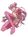  1girl absurdres armpits artist_request ass breasts claws commentary_request completely_nude crossed_bangs dragon_claw dragon_girl dragon_horns from_below from_side full_body green_eyes hair_between_eyes highres horns long_hair looking_at_viewer looking_down meikyuu_black_company merchandise_available nude official_art open_mouth pink_hair pink_horns pink_scales pointy_ears red_pupils rimu_(meikyuu_black_company) sample_watermark scales second-party_source sideboob simple_background small_breasts smile solo teeth tongue underboob upper_teeth_only very_long_hair watermark white_background 