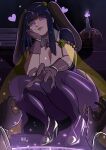  1boy 1girl absurdres animal_ear_hairband animal_ears black_hair breasts cleavage commentary english_commentary fake_animal_ears fire_emblem fire_emblem_awakening fire_emblem_heroes gloves hairband heart high_heels highres ihsnet magic_circle male_robin_(fire_emblem) official_alternate_costume pantyhose parted_lips purple_eyes purple_gloves rabbit_ear_hairband rabbit_ears reaching reaching_towards_viewer solo_focus tharja_(fire_emblem) tharja_(spring)_(fire_emblem) 