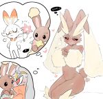  ! 1boy 1girl 83316_(vitame83) :< ^^^ afterimage age_progression animal_ears animal_nose arm_behind_back arm_up black_eyes black_sclera blush body_fur breath bright_pupils brown_fur buneary closed_eyes closed_mouth colored_sclera commentary_request eye_contact flower flying_sweatdrops furry furry_female furry_male gracidea grey_fur half-closed_eyes hands_up heart highres holding holding_flower korean_commentary korean_text looking_at_another looking_down lopunny lovestruck motion_lines navel nose_blush open_mouth outstretched_arm own_hands_together pink_eyes pink_flower pokemon pokemon_(creature) puff_of_air rabbit_boy rabbit_ears rabbit_girl rabbit_tail raboot red_eyes remembering scorbunny short_tail simple_background snout speech_bubble spoken_exclamation_mark spoken_heart stomach sweat tail tail_wagging thighs thought_bubble translation_request two-tone_fur u_u white_background white_fur white_pupils yellow_flower yellow_fur 