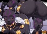  1girl absurdres anal anal_object_insertion anklet ass black_bodysuit black_panther_(series) black_panther_(shuri) bodysuit butt_plug cat_mask closed_eyes commentary english_commentary gold_anklet gold_thighlet highres huge_ass impossible_bodysuit impossible_clothes jewelry marvel marvel_tokon:_fighting_souls mask object_insertion oral penetration_through_clothes sex_toy squatting superhero_costume thighlet through_clothes throwloops uncensored 