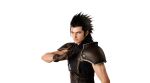  1boy 3d aqua_eyes armor belt black_hair brown_belt brown_gloves cross_scar final_fantasy final_fantasy_vii final_fantasy_vii_remake final_fantasy_vii_revelation gloves hair_slicked_back hand_on_own_chest highres male_focus medium_hair official_art pauldrons portrait ribbed_shirt scar shirt shoulder_armor sideburns sleeveless sleeveless_turtleneck smile solo suspenders transparent_background turtleneck upper_body white_background zack_fair 