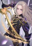  1boy absurdres answerer_(weapon) arm_up armor artist_name bilingual_commentary bishounen black_armor blonde_hair dated dietrich_(fire_emblem) fire_emblem fire_emblem:_fortune's_weave flower highres holding holding_sword holding_weapon leg_up long_hair looking_to_the_side male_focus mixed-language_commentary mugitoro_(dsfv2277) multilingual_commentary numbered parted_hair pauldrons shoulder_armor signature solo sword weapon 