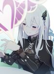  1girl black_dress black_eyes butterfly_hair_ornament closed_mouth commentary_request dress echidna_(re:zero) hair_ornament highres long_hair re:zero_kara_hajimeru_isekai_seikatsu smile solo white_hair yucchiimi 