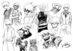  1boy adam's_apple afterimage angry animalization arm_across_chest arms_at_sides arms_behind_head arms_up bakugou_katsuki bare_arms bare_shoulders belt belt_buckle blank_eyes blazer boku_no_hero_academia buckle buttoned_cuffs buttons carrying chihuahua clenched_teeth clinging closed_mouth clothes_lift collage collarbone collared_jacket collared_shirt commentary crazy_eyes crazy_smile creature crew_neck cropped_arm cropped_legs cropped_shoulders cropped_torso crosshatching dkyoudai double_horizontal_stripe dress_shirt dynamy_(boku_no_hero_academia) explosion eye_mask frown gakuran greyscale hair_between_eyes half-closed_eyes hand_up hands_in_pockets hatching_(texture) headgear high_collar hood hood_up jacket knee_pads lapels lifting_own_clothes linear_hatching long_sleeves looking_ahead looking_at_viewer looking_down looking_to_the_side lying male_focus mask monochrome motion_lines multiple_expressions multiple_scars multiple_views notched_lapels official_alternate_costume on_back open_collar pants parted_lips partially_unbuttoned person_and_animalization plain_epaulettes profile sanpaku scar scar_on_hand scar_on_hip scar_on_shoulder school_uniform scratches shirt shirt_lift shirt_tucked_in short_hair short_sleeves sideways_glance simple_background sketch sleepy sleeves_rolled_up smile smirk sparkle spiked_hair squeans t-shirt tail tail_wagging tank_top tearing_up tears teeth torn_clothes translation_request tsurime turning_head u.a._school_uniform uneven_eyes upper_teeth_only v-shaped_eyebrows white_background wide-eyed wing_collar x_(symbol) 